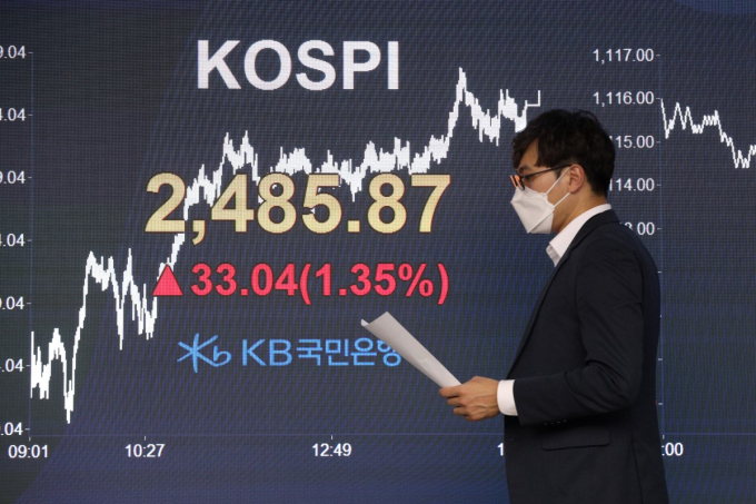 Kospi　touches　two-year　high　at　2,485.87　points