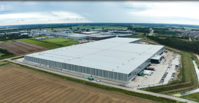 The logistics center is near major European ports in the Netherlands and Belgium.