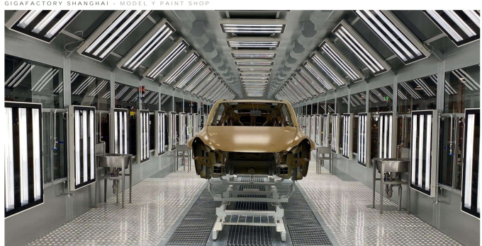 Tesla's　Model　Y　electric　SUV　produced　at　its　Gigafactory　Shanghai