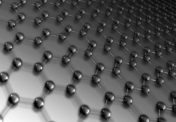 Graphene　arranged　in　a　honeycomb-shaped　(hexagonal)　lattice