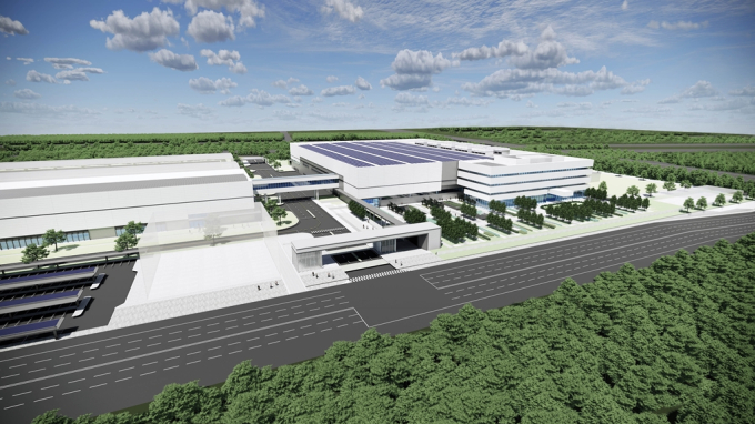 A bird's eye view of Hyundai's envisioned HTWO Guangzhou hydrogen fuel cell systems plant