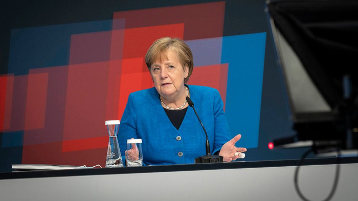 German　Chancellor　Angela　Merkel　at Hannover　Messe　2021　(Courtesy　of　the　Federal　Government　of　Germany)
