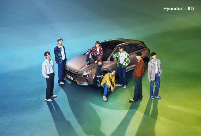 Hyundai　Motor's　hydrogen　fuel　cell　SUV,　NEXO　with　BTS.