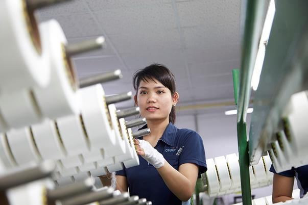 Hyosung's　spandex　production　line　in　Vietnam　plant