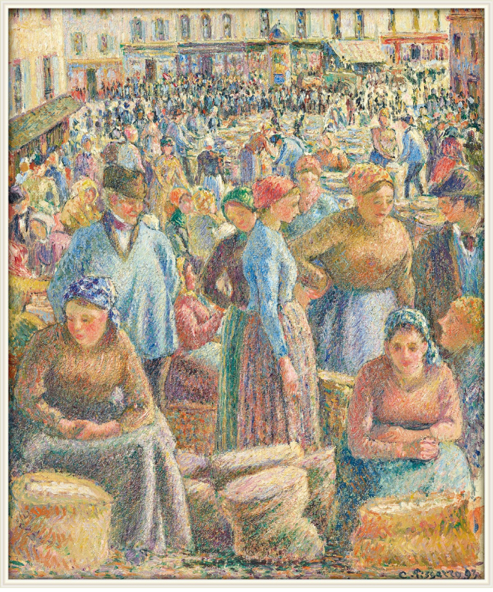 ▲　Market　at　Pontoise　by　Camille　Pissarro