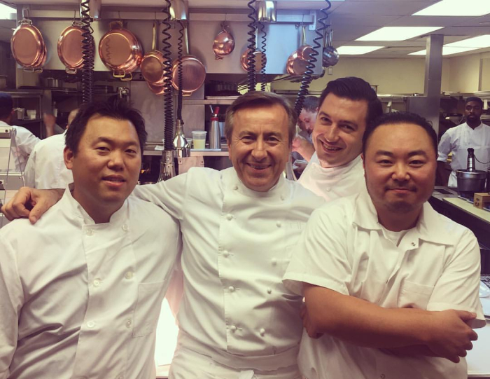 During my time at Daniel with New York's celebrated chefs (From left: Soogil Lim, the chef-owner of SOOGIL; Daniel Boulud, my mentor and world-renowned chef-owner of Daniel; and me)
