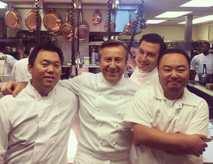 During my time at Daniel with New York's celebrated chefs (From left: Soogil Lim, the chef-owner of SOOGIL; Daniel Boulud, my mentor and world-renowned chef-owner of Daniel; and me)