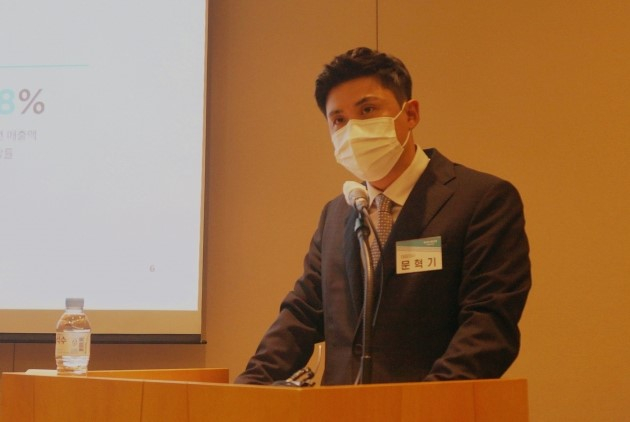 Jeju Beer CEO Moon Hyucki-ki at a media roundtable on May. 10