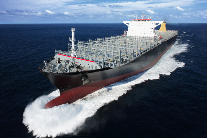 A 13,000 TEU container ship built by Samsung Heavy Industries