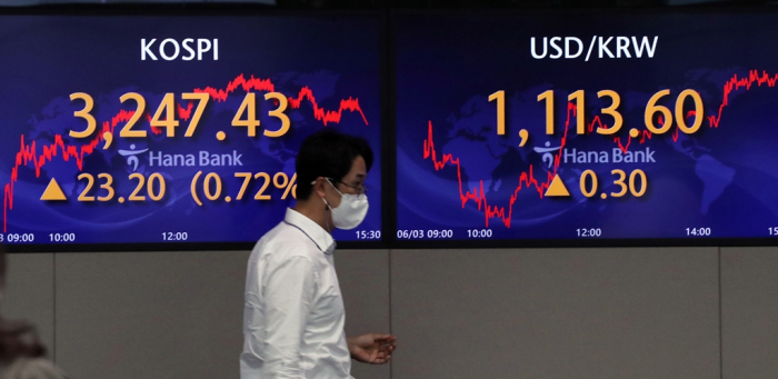 Korea's　benchmark　stock　index　finished　Thursday　at　levels　just　shy　of　all-time　highs.