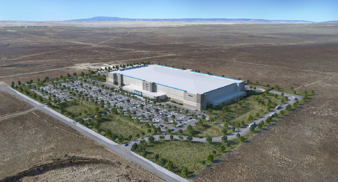 Bird's-eye　view　of　the　fulfillment　center　west　of　Albuquerque　in　New　Mexico