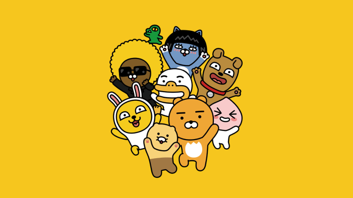 Kakao Friends, Kakao's featured characters frequently used on Korea's most-popular KakaoTalk messenger.