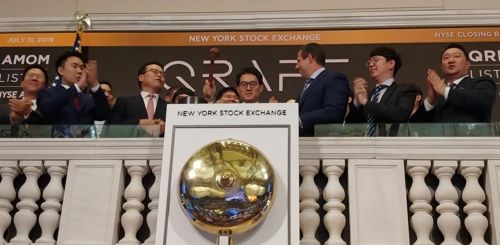 Qraft　Technologies'　AI-enhanced　ETFs　make　their　trading　debut　on　the　NYSE,　May　2019.　(Courtesy　of　Qraft　Technologies)