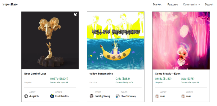 SuperRare is an NFT digital art marketplace established in 2018.
