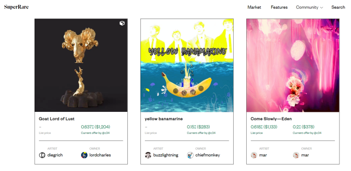 SuperRare　is　an　NFT　digital　art　marketplace　established　in　2018.