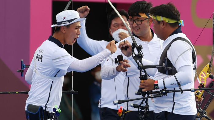 South　Korean　men’s　archery　team　added　another　gold　to　the　country's　medal　collection　on　July　26.