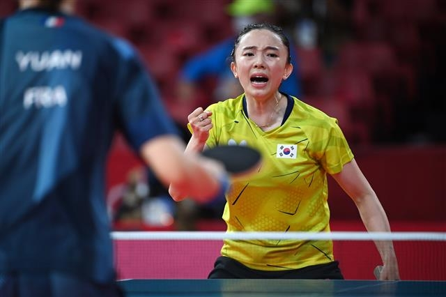 Tokyo　Olympics　quarter-finalist　Jeon　Ji-hee　plays　at　POSCO　Energy　table　tennis　team.