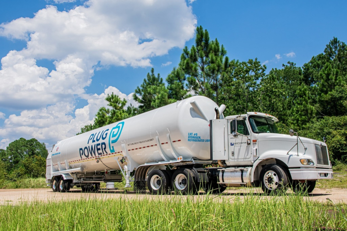 A Plug Power tank lorry is transporting hydrogen. SK E&S bought a controlling stake in Plug Power at />.5 billion earlier this year.