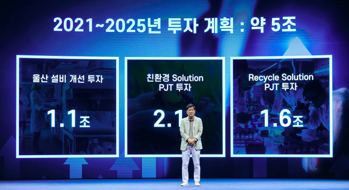 CEO　Na　Kyung-soo　sharing　the　5　trillion　won　investment　plan　at　the　corporate　event　on　Aug.　31.