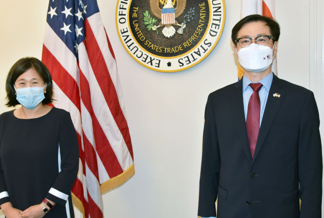 USTR's Tai with the South Korean Trade Minister in September during his visit to Washington, D.C.