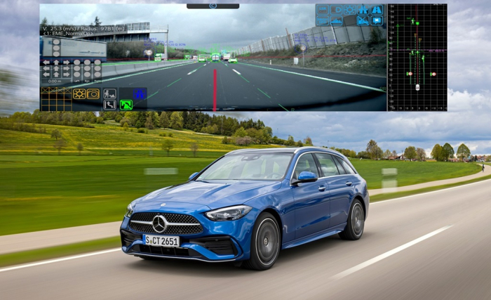 Mercedes-Benz　C-Class　vehicle　equipped　with　LG’s　ADAS　camera　module　(Courtesy　of　LG　Electronics)