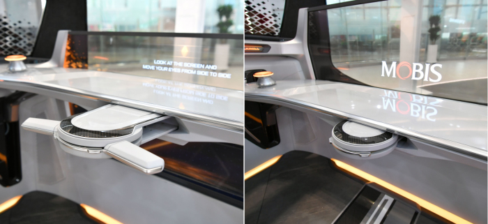 Hyundai　Mobis'　foldable　steering　technology.