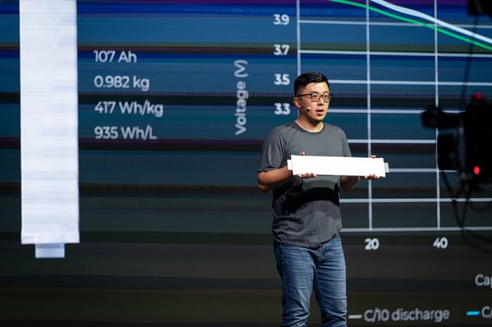 SES　founder　and　CEO　Qichao　Hu　speaks　at　the　SES　Battery　World　(Courtesy　of　SES　Holdings)