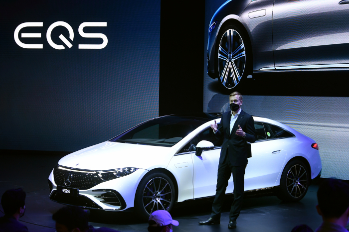 EQS unveiled during the 2021 Seoul Motor Show between Nov. 25 and Dec. 5