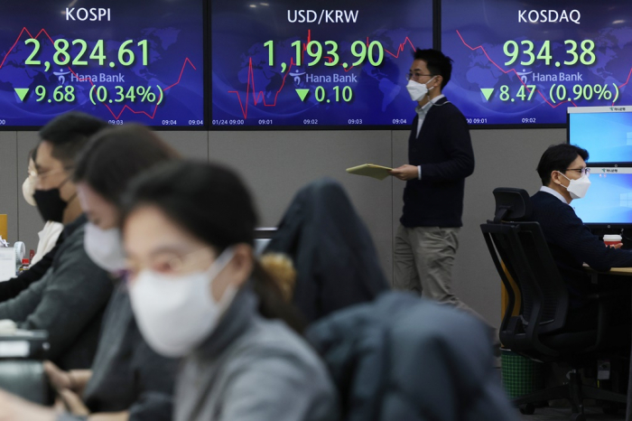 Hana Bank headquarters' dealing room in Myeong-dong, Seoul