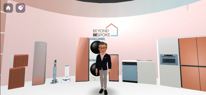 An　avatar　of　Lee　Jae-seung,　Samsung's　home　appliance　chief,　unveils　a　new　Bespoke　lineup　on　metaverse　platform　Zepeto