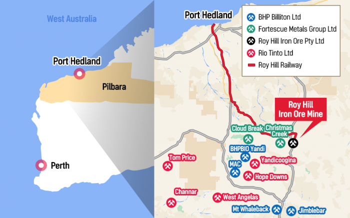 The　Hardey　project　is　near　the　Roy　Hill　mine　in　Pilbara,　Western　Australia