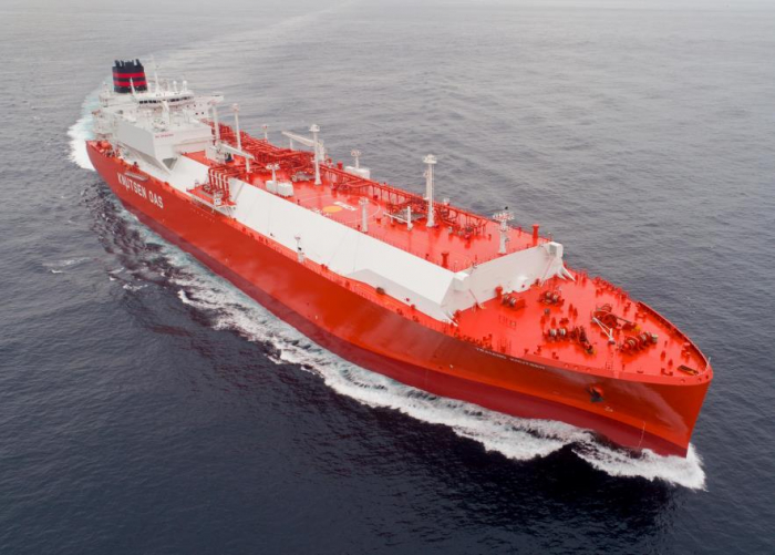 An LNG carrier built by Korea Shipbuilding & Offshore Engineering Co. under Hyundai Heavy Industries Group