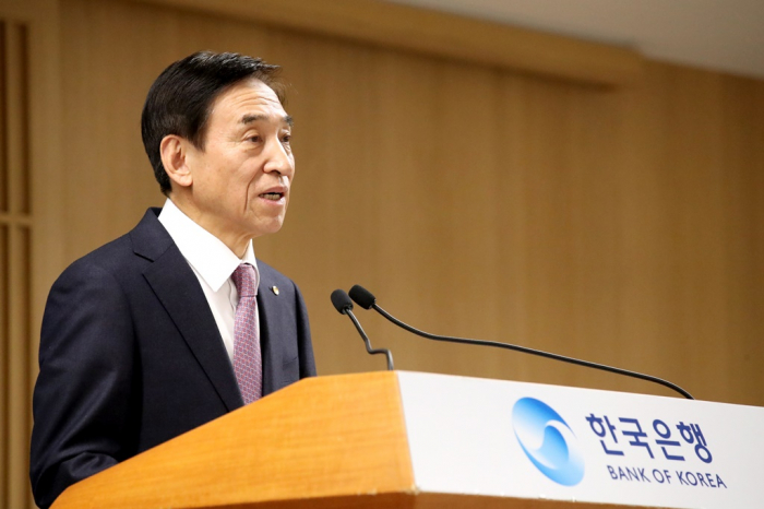 BOK　Governor　Lee　Ju-yeol　speaks　at　his　farewell　press　conference　on　March　23