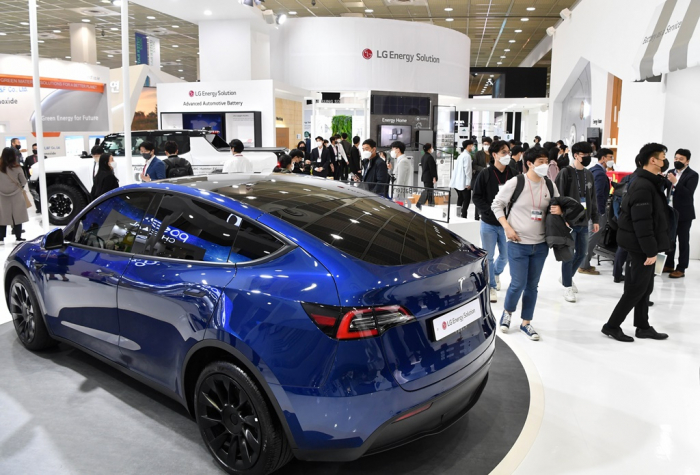 LG Energy Solution exhibits its products at a battery fair in Seoul