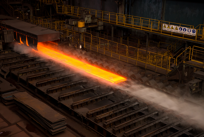 Hot-rolled steel plates produced at a POSCO steel mill