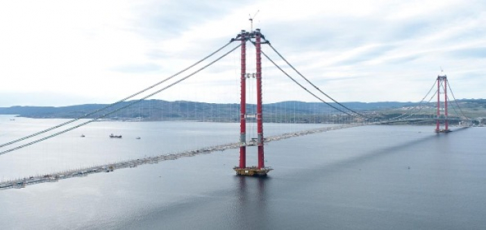 The　1915　Çanakkale　Bridge　in　Turkey,　the　world's　longest　suspension　bridge,　built　by　SK　Ecoplant　and　other　firms