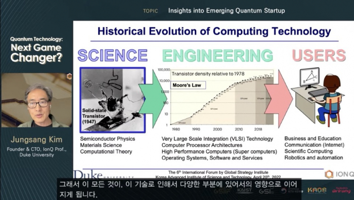 IonQ　co-founder　and　CTO　Kim　Jungsang　speaks　at　the　Quantum　Technology:　The　Next　Game　Changer　conference
