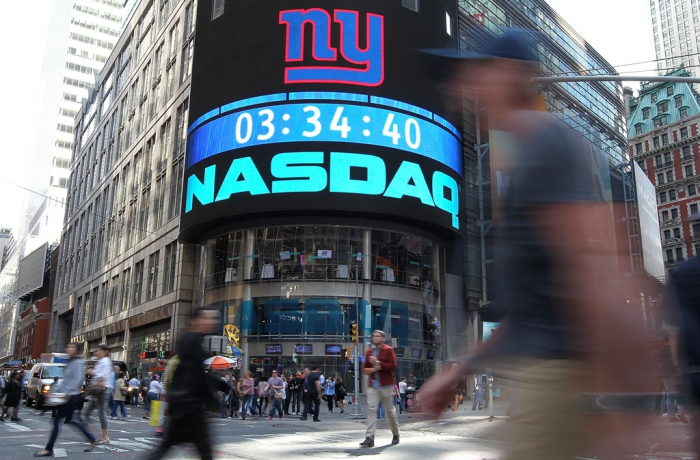 Nasdaq's　headquarters　in　New　York　(Courtesy　of　AFP,　Yonhap)