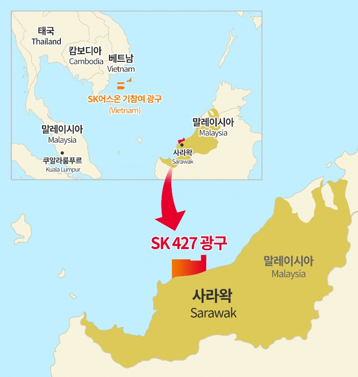 Location of SK427, off the coast of Sarawak, Malaysia