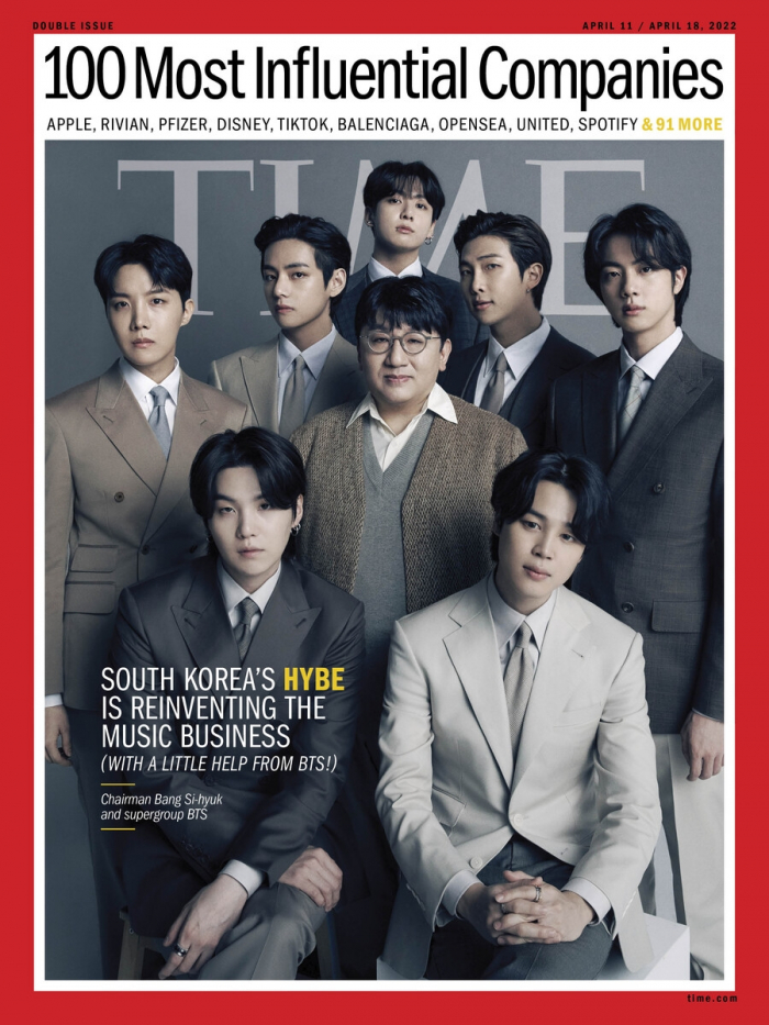 Bang　Si-hyuk　is　the　founder　of　Big　Hit　Music　and　chairman　of　HYBE　Corp.　Bang　and　BTS　graced　the　cover　of　TIME　magazine's　100　Most　Influential　Companies　edition. 