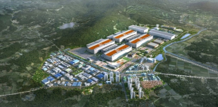 Bird's　eye　view　of　SK　Hynix's　semiconductor　cluster　under　construction　in　Yongin,　South　Korea