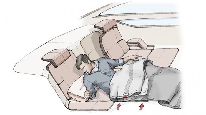 Under　Hyundai's　Mobility　Ondol　concept,　a　blanket　works　like　a　seat　belt