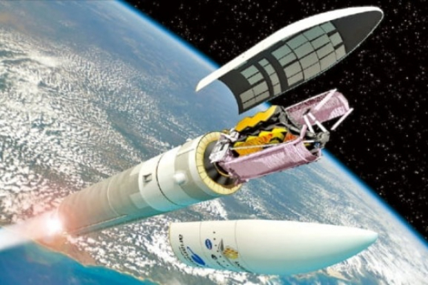 Artist's　view　of　James　Webb　Space　Telescope　separates　from　Ariane　5　(Courtesy　of　ESA)