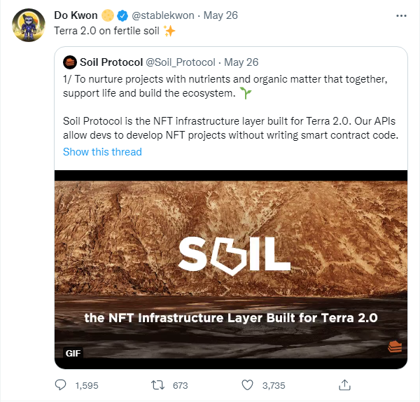 Screenshot　of　Terraform　Labs　CEO　Do　Kwon's　tweet　on　May　26