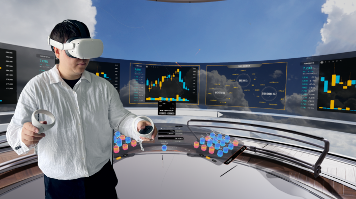 Simultation of the Mirae Asset Securities' virtual trading platform using Oculus Quest 2, currently in development