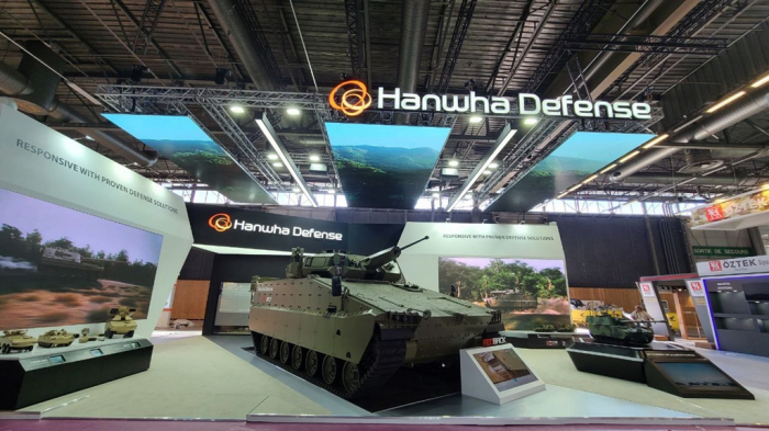 Hanwha Defense showcases its Redback armored vehicle at the Eurosatory 2022