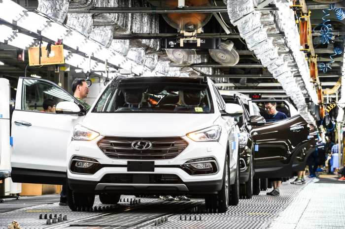 Hyundai　Motor's　SUVs　at　its　assembly　plant　in　Korea