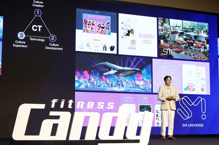 SM　Entertainment　co-CEO　Lee　Sung-su　explains　Fitness　Candy’s　business　on　June　30,　2022