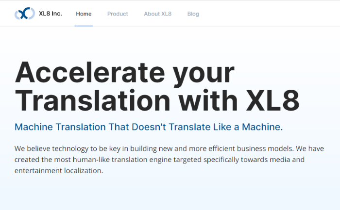 XL8 Inc. provides machine translation for content translation and dubbing services