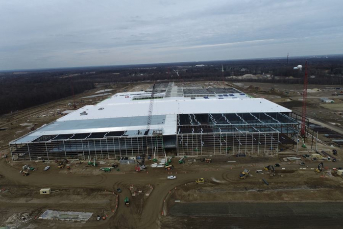Ultium　Cells'　plant　under　construction　in　Lordstown,　Ohio